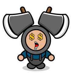 vector cartoon character mascot costume two axes cute doodle money eye