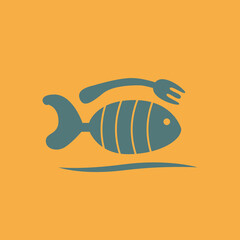 seafood fish food logo isolated on yellow background