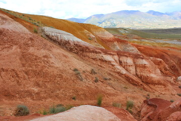 colored red-orange hills in Gorny Altai