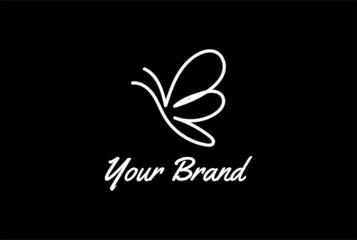 Simple Minimalist Elegant Flying Butterfly Continuous Line Logo Design Vector