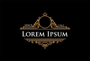 Elegant Luxury Golden Blank Decoration Frame Badge Emblem Label Logo Design Vector