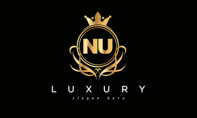 NU royal premium luxury logo with crown	