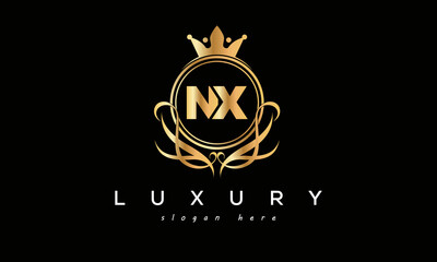 NX royal premium luxury logo with crown	