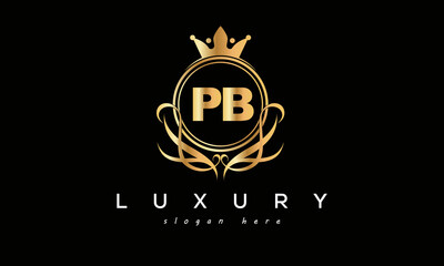 PB royal premium luxury logo with crown	