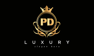 PD royal premium luxury logo with crown	