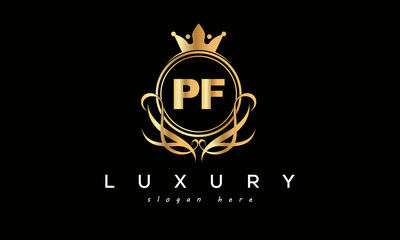 PF royal premium luxury logo with crown	