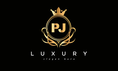 PJ royal premium luxury logo with crown	
