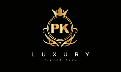PK royal premium luxury logo with crown	