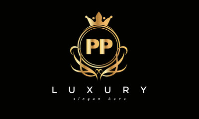 PP royal premium luxury logo with crown	