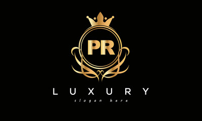 PR royal premium luxury logo with crown	