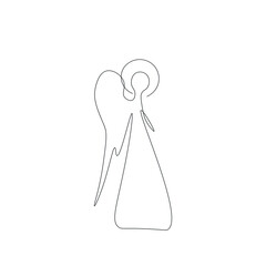 Christmas angel line drawung vector illustration