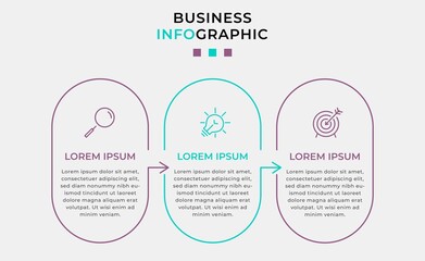 Business Infographic design template Vector with icons and 3 options or steps. Can be used for process diagram, presentations, workflow layout, banner, flow chart, info graph