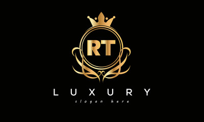 RT royal premium luxury logo with crown	