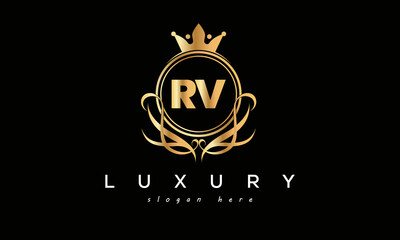 RV royal premium luxury logo with crown	