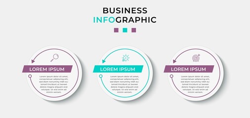 Business Infographic design template Vector with icons and 3 options or steps. Can be used for process diagram, presentations, workflow layout, banner, flow chart, info graph