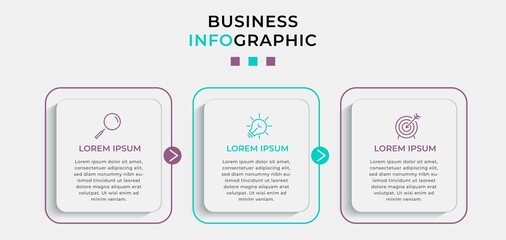 Business Infographic design template Vector with icons and 3 options or steps. Can be used for process diagram, presentations, workflow layout, banner, flow chart, info graph