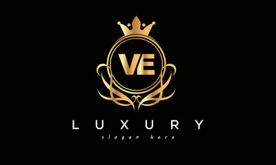 VE royal premium luxury logo with crown	