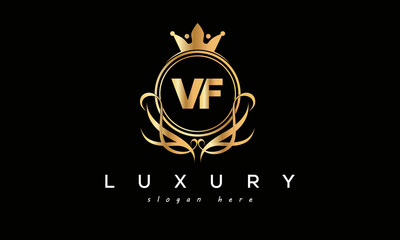 VF royal premium luxury logo with crown	