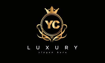 YC royal premium luxury logo with crown	
