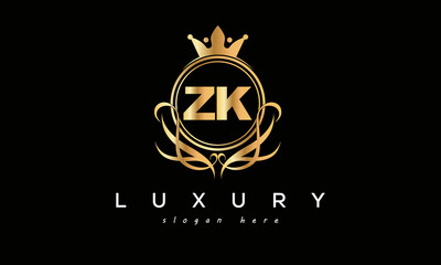 ZK royal premium luxury logo with crown	