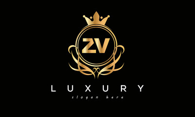 ZV royal premium luxury logo with crown	