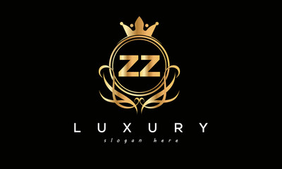 ZZ royal premium luxury logo with crown	