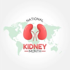 National kidney month vector illustration. Suitable for greeting card, poster and banner.