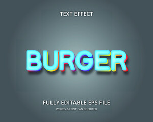 Burger  text effect fully editable vector