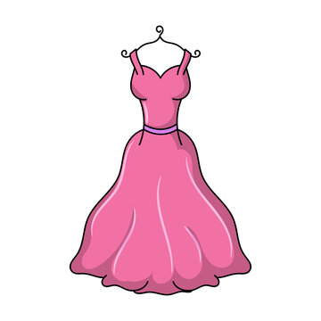 Girl Wedding dress Colored vector illustration with simple hand drawn sketching style