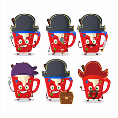 Cartoon character of frappe coffee with various pirates emoticons