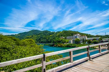 Deurstickers Kintai Brug 山口県岩国市　錦帯橋から望む景色