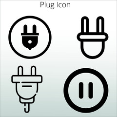 set of plug icon  line isolated or logo isolated sign symbol vector, outline and stroke style Collection of high-quality color style vector illustration,