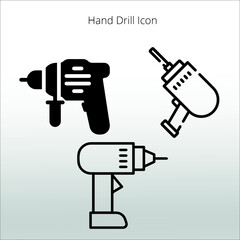 set of hand drill icon,  line isolated or logo isolated sign symbol vector, outline and stroke style Collection of high-quality color style vector illustration,