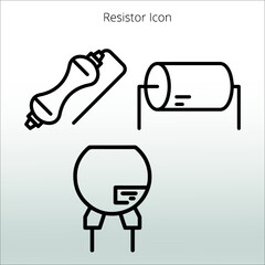 set of resistor icon,  line isolated or logo isolated sign symbol vector, outline and stroke style Collection of high-quality color style vector illustration,