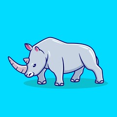 Fototapeta premium hand drawn rhinoceros icon cartoon vector illustration
