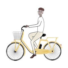 Fototapeta na wymiar 電動アシスト自転車に乗る黒人男性 