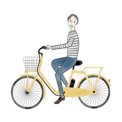 電動自転車にのる日本人男性
