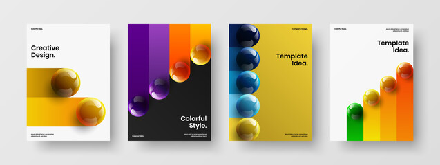 Premium company identity vector design template bundle. Isolated realistic spheres banner concept set.