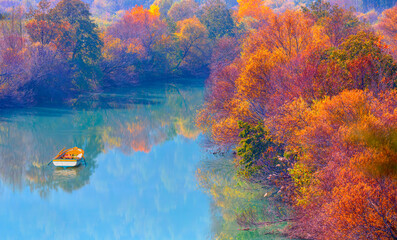 Obraz na płótnie Canvas Colorful majestic Goksu river in national park with autumn forest - Mersin, Turkey