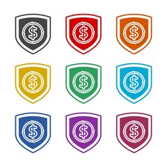 Bank transfer color icon set isolated on white background