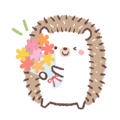 花束を持つハリネズミ
