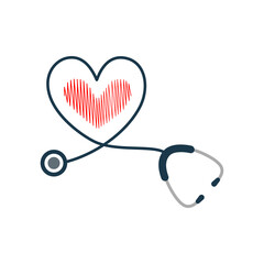 Stethoscope heart icon isolate on white background.