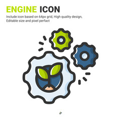 Engine icon vector with outline color style isolated on white background. Vector illustration gear sign symbol icon concept for digital farming, farm, technology, industry, agriculture and all project