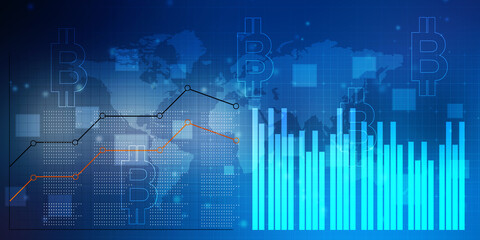 2d rendering Stock market online business concept. business Graph 
