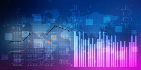 2d rendering Stock market online business concept. business Graph 
