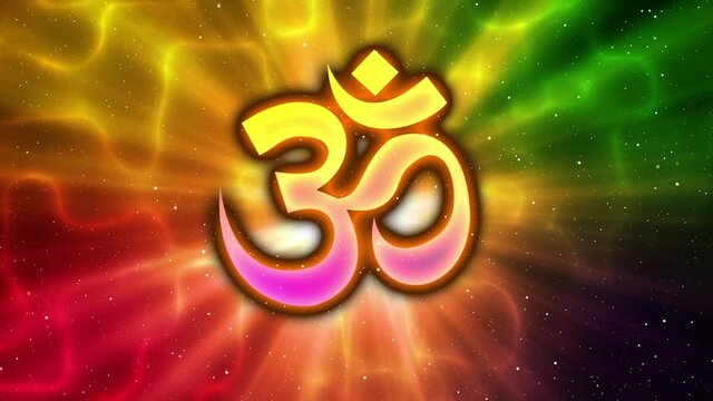 Om symbol animated with animation light background
