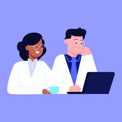 Vector illustration concept of Collaboration in health care is defined as health care professionals assuming complementary roles and cooperatively working together, sharing responsibility for problem-