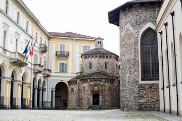 Piazza Duomo Biella,Battistero, Italy, Piedmont - obrazy, fototapety, plakaty
