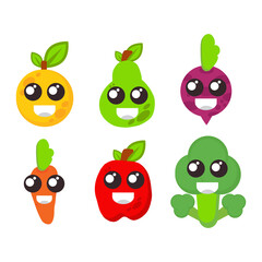 vegetables swith smile face illustration. world vegan day, healthy food illustration design.