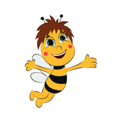 Cute little bee with a smile and big eyes